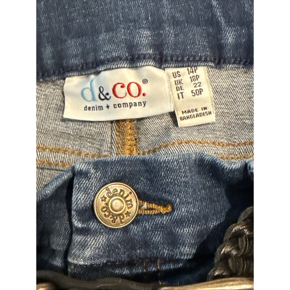 Denim & Co. Petite Indigo Easy Stretch Wide Leg Ankle Jean Size 14 Petite Belted - Picture 5 of 10